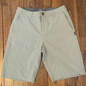 O'Neill Men's Tan Flat Front hybrid Shorts size 28 for water and land quick dry